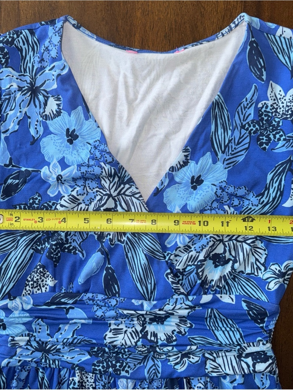 Lilly Pulitzer Blue Floral Empire Waist L/S Dress w/ Short Under Ruffle Hem XS - Picture 8 of 13